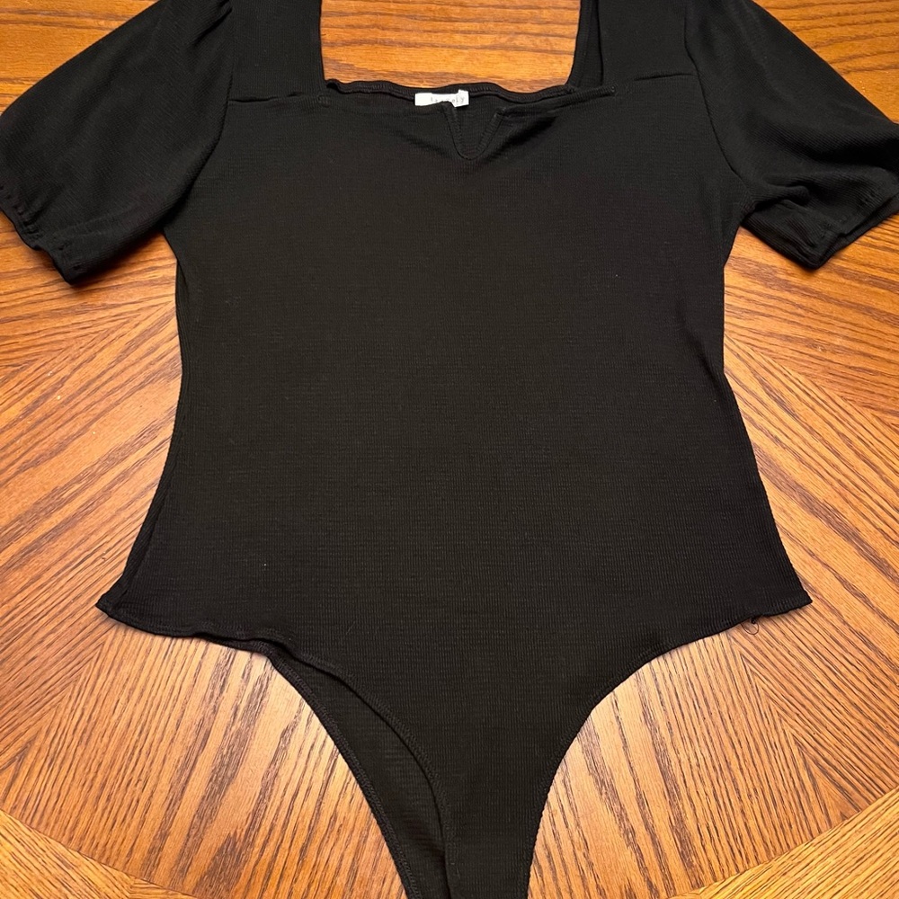 Black Square Neck Bodysuit